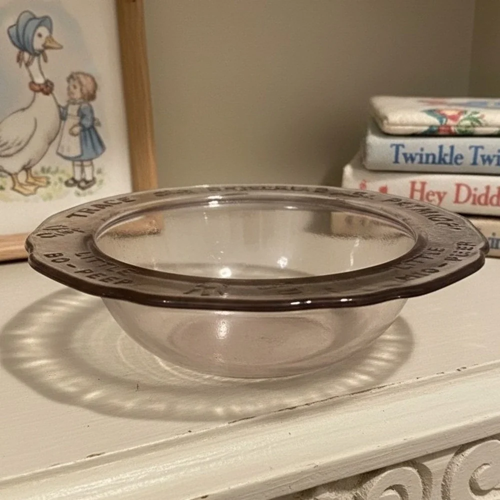 Indiana Glass Tiara Pink Mother Goose Nursery‎ Rhyme Child's Bowl, Replacement